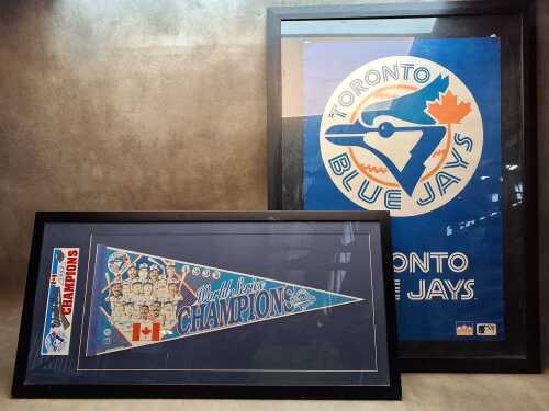 Two Toronto Blue Jays framed pieces of memorabilia