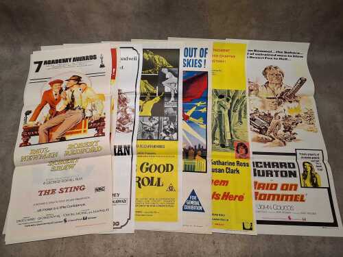 Eight movie posters, including The Sting
