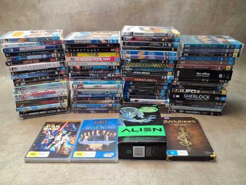 DVDs and blu-rays, including Blackadder and Alien boxed sets