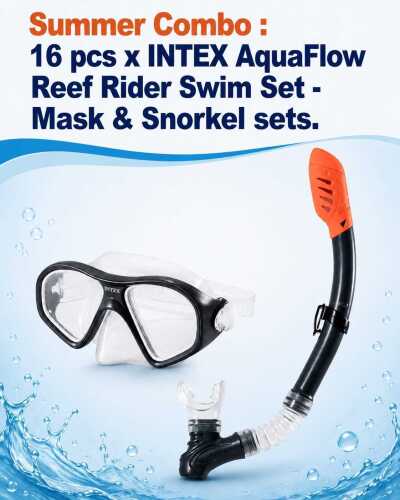 Sixteen Intex AquaFlow adult mask and snorkel sets