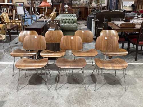Seven Eames reproduction dining chairs
