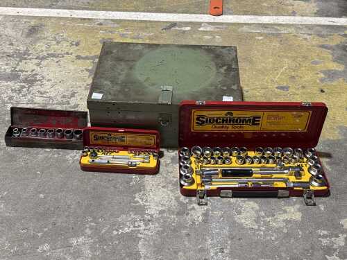 Sidchrome assorted tools in metal toolbox