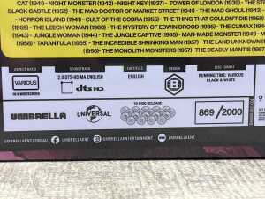 Universal Horror Monsters & Curiosities box set. RRP $299 - 4