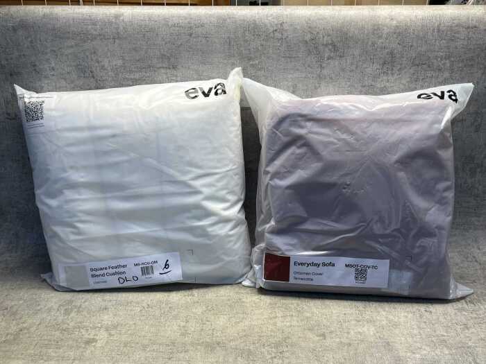 Eva Square Feather Blend Cushion & Ottoman Cover