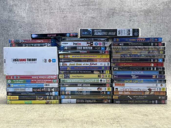 Group of DVDs