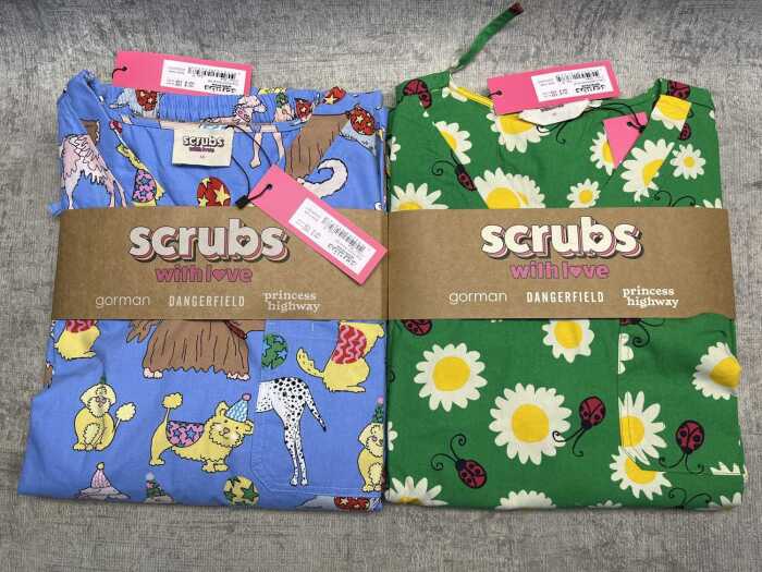 Two pairs of Dangerfield Scrubs With Love size M