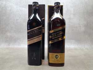 Johnnie Walker Double Black and Black Label, two bottles - 2