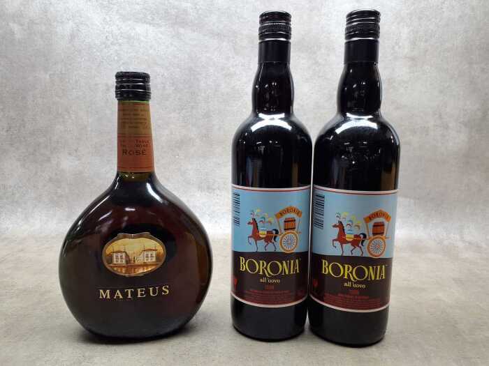 Mixed of Marsala Style wine and Mateus Ros&eacute;, three bottles