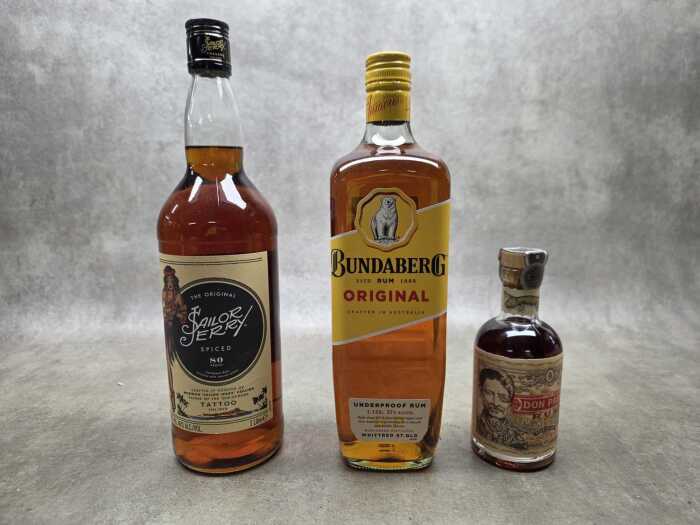 Mixed rum, three bottles
