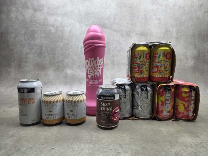 Mixed alcoholic drinks, 12 cans and one bottle