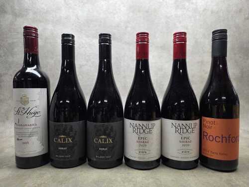 Mixed red wine, six bottles