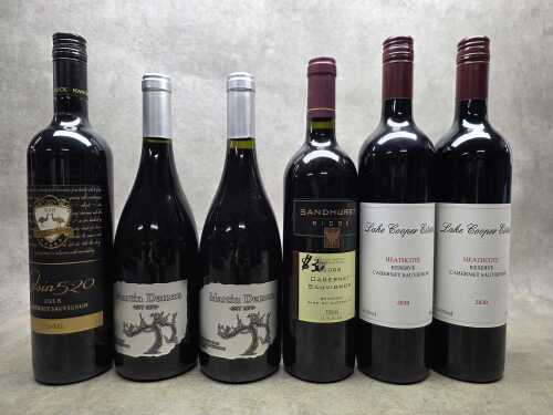 Mixed red wine, six bottles