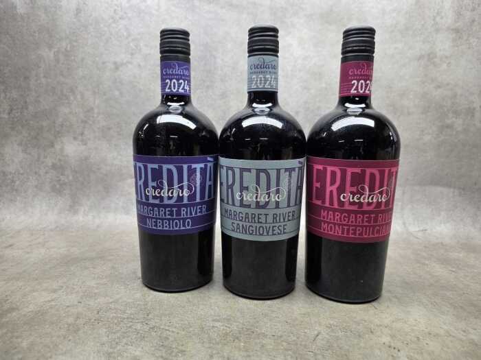 Mixed red wine, three bottles