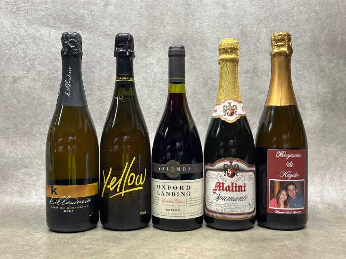 Sorted Below - Mixed wine, five bottles