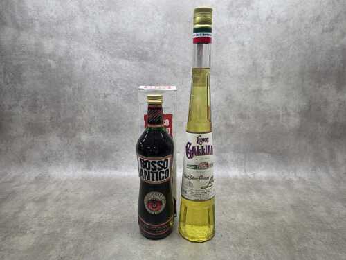 Mixed Italian liqueurs and aperitifs, two bottles