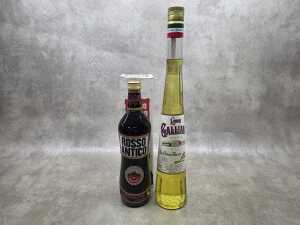 Mixed Italian liqueurs and aperitifs, two bottles