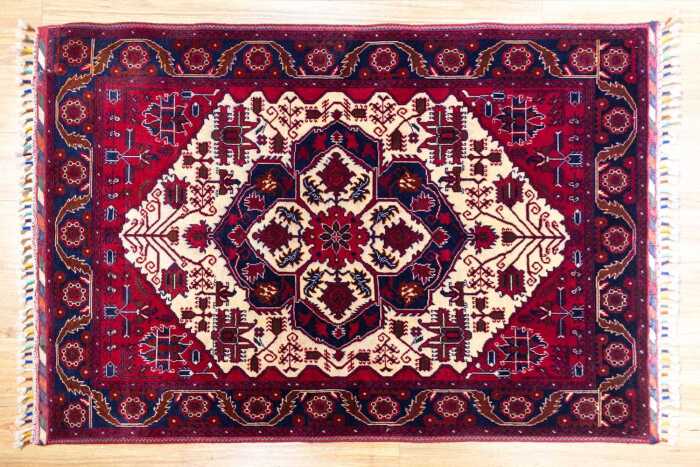 Afghan Beljic handmade wool rug - 144 x 98cm