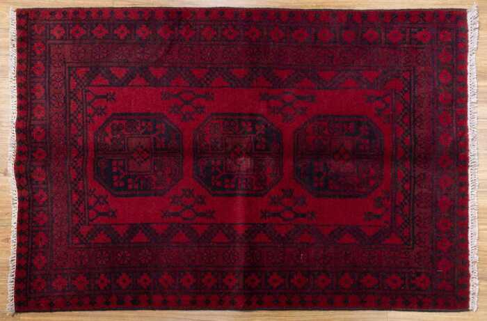Afghan Elephant foot handmade wool rug - 150 x 101cm