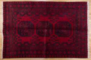 Afghan Elephant foot handmade wool rug - 150 x 101cm