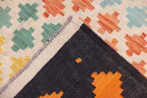 Afghan Chobi Kilim handmade wool rug - 200 x 151cm - 6