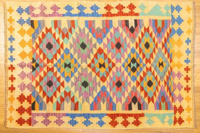 Afghan Chobi Kilim handmade wool rug - 200 x 137cm