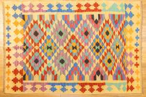 Afghan Chobi Kilim handmade wool rug - 200 x 137cm