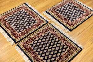 Set of three Persian Mir handmade wool rug - 50 x 50cm - 2