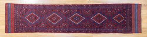 Afghan Mashwani handmade wool runner - 248 x 53cm