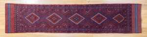 Afghan Mashwani handmade wool runner - 248 x 53cm