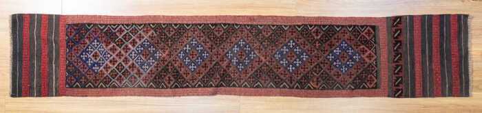 Afghan Mashwani handmade wool runner - 240 x 43cm