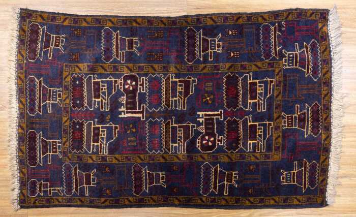 Afghan Baluchi handmade wool rug - 139 x 84cm