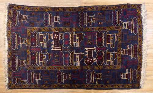 Afghan Baluchi handmade wool rug - 139 x 84cm