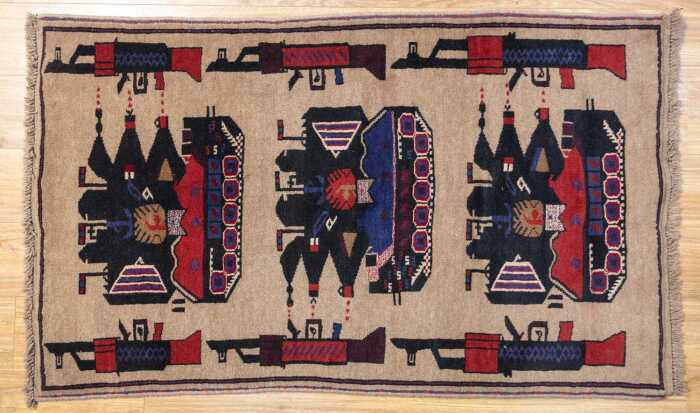 Afghan war Baluchi handmade wool rug - 146 x 87 cm