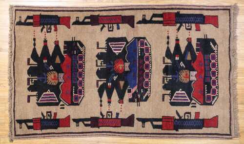 Afghan war Baluchi handmade wool rug - 146 x 87 cm