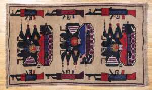 Afghan war Baluchi handmade wool rug - 146 x 87 cm