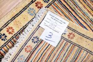 Set of three Afghan Chobi Stripi handmade wool rug - 70 x 52cm - 5