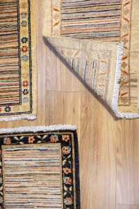 Set of three Afghan Chobi Stripi handmade wool rug - 70 x 52cm - 6