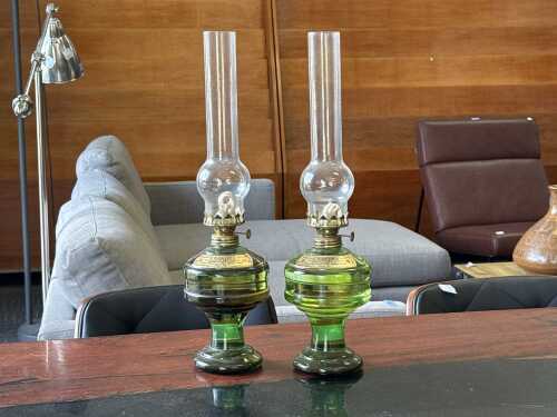 Pair of Chianti bottles/kerosene lamps