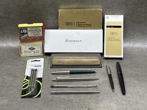 Pens and pen refills including Waterman