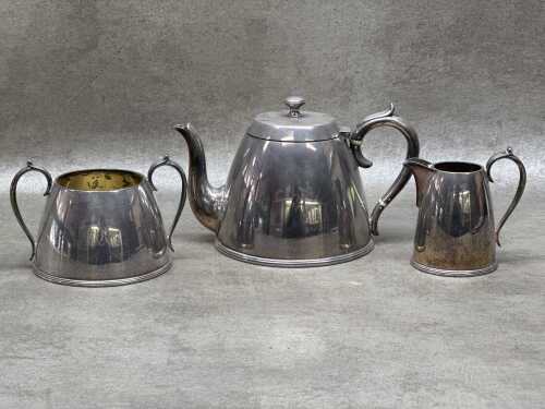 Antique silver plate three piece tea service