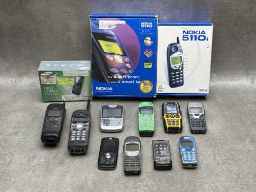 Retro mobile phones, some in original boxes