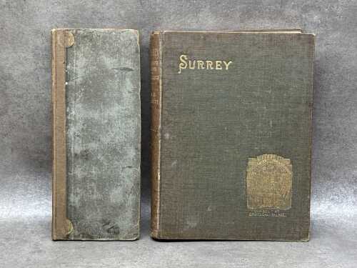 Two antique English books, including Surrey by C.R.B. Barrett