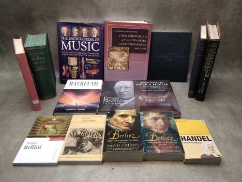 Classical and opera music history books, including The Life of Bellini
