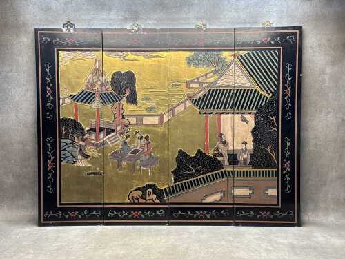 Set of four hanging lacquer panels