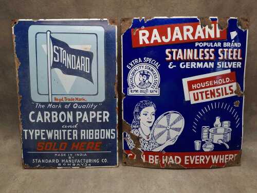 Two vintage enamel signs