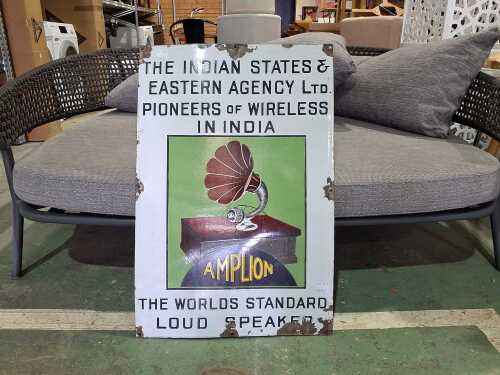 Vintage The Indian States Eastern Agency 'Pioneers of Wireless in India' enamel sign