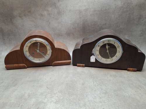 Two Unicorn Art Deco German mantel clocks