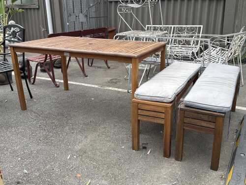 Three-piece timber outdoor dining setting