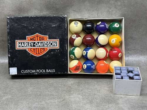 Harley-Davidson custom billiard balls and chalk