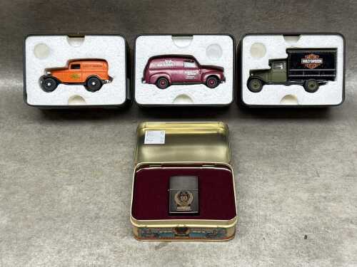 Harley-Davidson collectables, including model vehicles and lighter